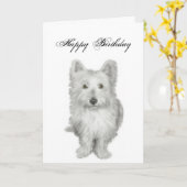 Westie Dog Birthday Card met vers Kaart (Gele Bloem)