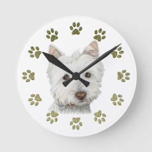 Westie Dog Clock Ronde Klok