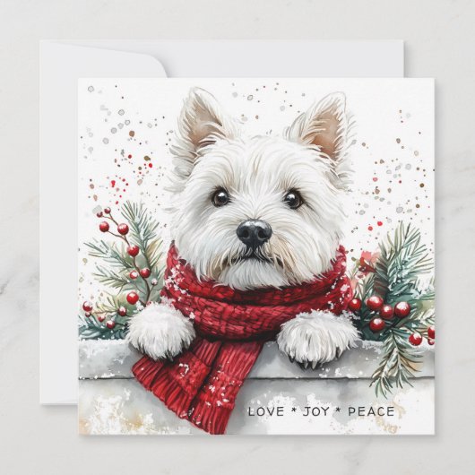 Westie Dog Cute Festive Holiday Card (Voorkant)