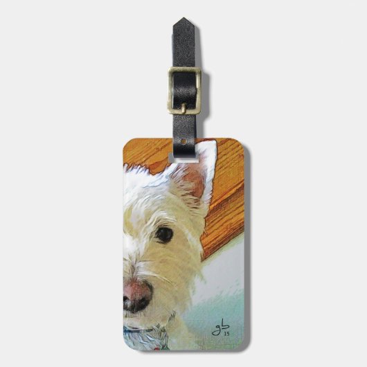 Westie Dog Face, naar jou kijken Bagagelabel (Voorkant verticaal)