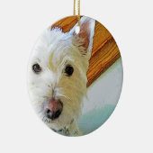 Westie Dog Face, naar jou kijken Keramisch Ornament (Rechts)