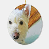 Westie Dog Face, naar jou kijken Keramisch Ornament (Links)