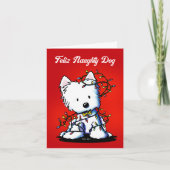 Westie Dog Fluffybutt Christmas Kaart (Voorkant)
