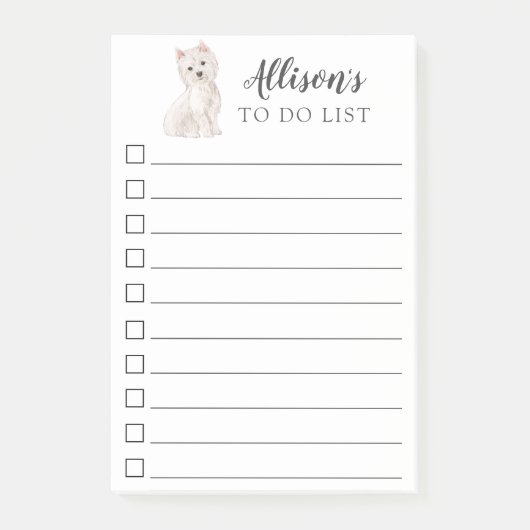 Westie Dog gepersonaliseerd om Lijst te doen Post-it® Notes (Voorkant)