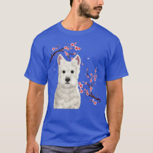 Westie Dog Japanse Cherry Blossom Sakura Flower V T-shirt