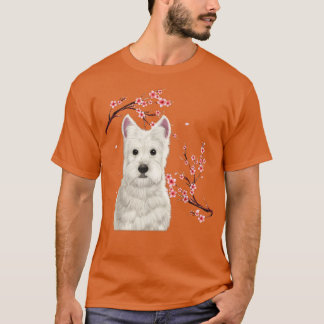 Westie Dog Japanse Cherry Blossom Sakura Flower V T-shirt