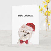 Westie Dog Kerstmis Kaart (Gele Bloem)