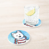 Westie Dog & Leash Onderzetter (Zijkant)