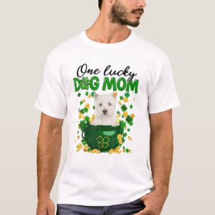 Westie Dog mama Irish Green Shamrock St Patrick's T-shirt