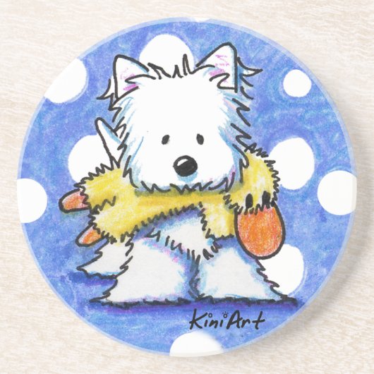 Westie Dog met Speelgoed Onderzetter (Voorkant)
