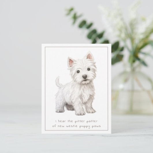 Westie Dog Nieuwe Puppy Gefeliciteerd Kaart (Staand voorkant)