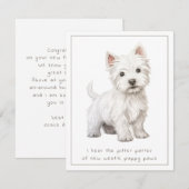Westie Dog Nieuwe Puppy Gefeliciteerd Kaart (Voorkant / Achterkant)