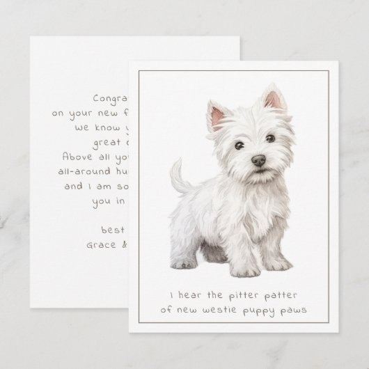 Westie Dog Nieuwe Puppy Gefeliciteerd Kaart (Voorkant / Achterkant)