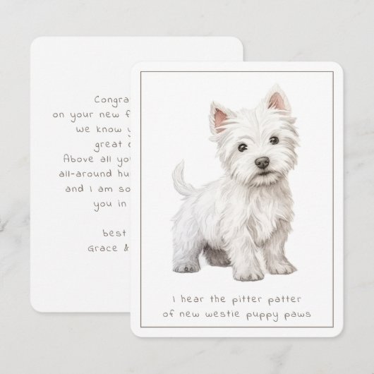 Westie Dog Nieuwe Puppy Gefeliciteerd Kaart (Voorkant / Achterkant)