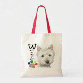 Westie Dog Paw Print Art Design Tote Bag (Voorkant)