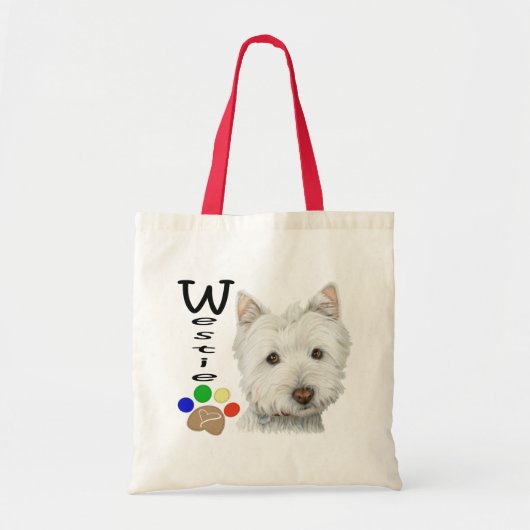 Westie Dog Paw Print Art Design Tote Bag (Voorkant)