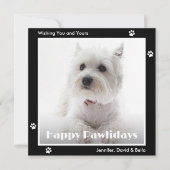 Westie Dog Paw Prints Pet Photo Black Feestdagenkaart (Voorkant)