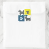 Westie Dog & Paw Y&B Grid Square Sticker (Tas)