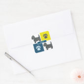 Westie Dog & Paw Y&B Grid Square Sticker (Envelop)
