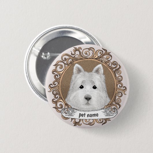 Westie Dog Ronde Button 5,7 Cm (Voorkant /achterkant)