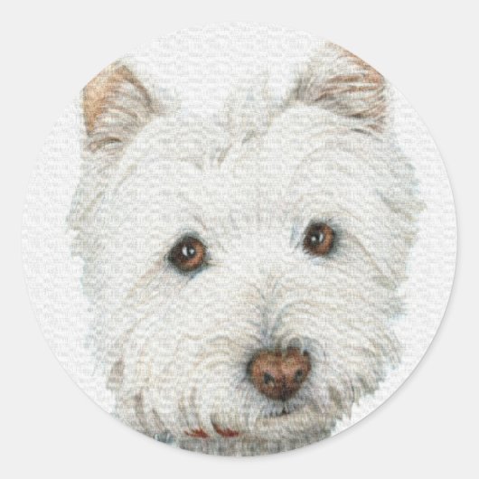 Westie Dog Ronde Sticker (Voorkant)