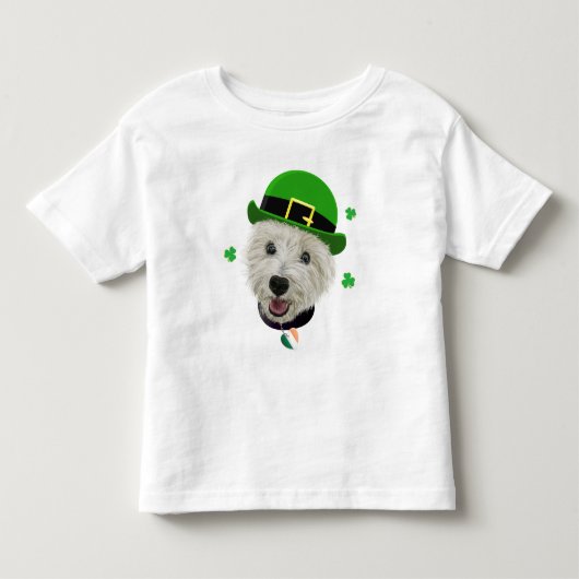 Westie Dog Saint Patrick's Day Irish Flag Kinder Shirts (Voorkant)