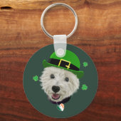 Westie Dog Saint Patrick's Day Irish Flag Sleutelhanger (Voorkant)