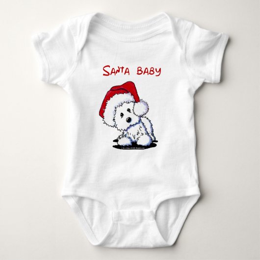 Westie Dog SANTA BABY Apparel (lampjes) Romper (Voorkant)