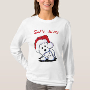 Westie Dog SANTA BABY Dames Lange Mouw T-shirt