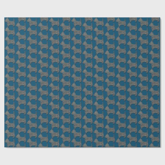 Westie Dog Schattige Dierensilhouet Y&B Raster Bla Cadeaupapier (Vlak)