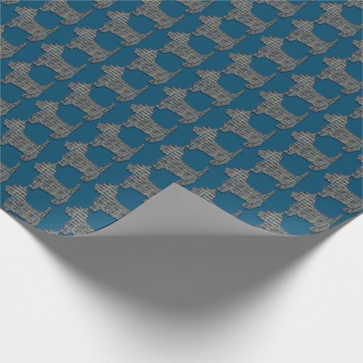 Westie Dog Schattige Dierensilhouet Y&B Raster Bla Cadeaupapier (Hoek)