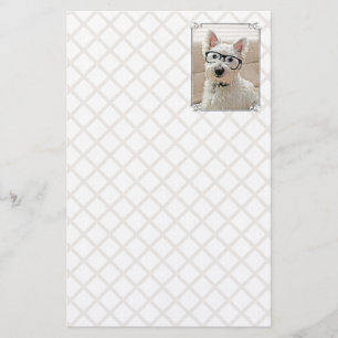 Westie Dog Wearing Black Glasses, Briefpapier