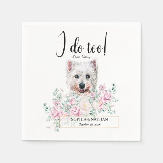 Westie Dog Wedding Cocktail Napkins Servet (Voorkant)