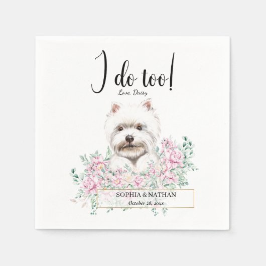 Westie Dog Wedding Cocktail Napkins Servet (Voorkant)