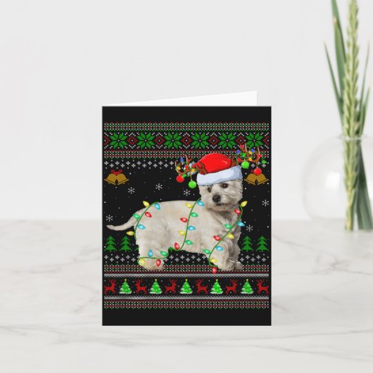 Westie Dog West Highland Terrier Ugly Christmas Sw Kaart (Voorkant)