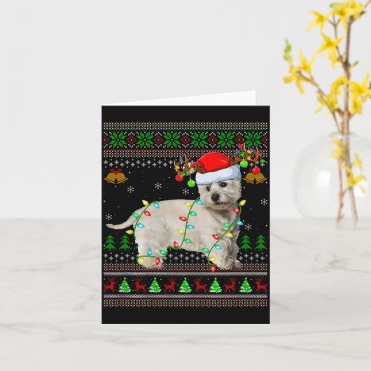Westie Dog West Highland Terrier Ugly Christmas Sw Kaart (Gele Bloem)
