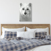 Westie Dog (West Highland White Terrier) Canvas (Insitu (Slaapkamer))