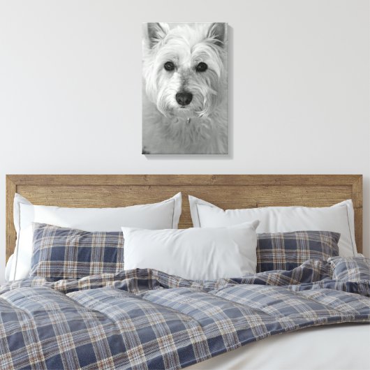 Westie Dog (West Highland White Terrier) Canvas Afdruk (Insitu (Slaapkamer))