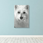 Westie Dog (West Highland White Terrier) Canvas Afdruk (Insitu (Houten vloer))