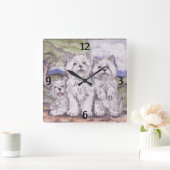 Westie Dog West Highland White Terrier  Vierkante Klok (Huis)