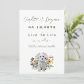 Westie Dog Wildflowers Wedding Save the Date (Staand voorkant)
