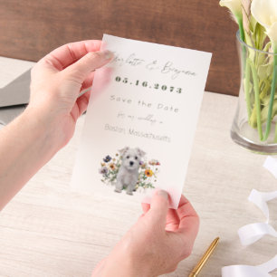 Westie Dog Wildflowers Wedding Save the Date Vellum Uitnodigingen
