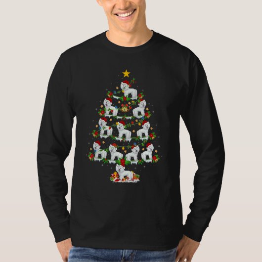 Westie Dog  Xmas Lights Westie Christmas Tree T-shirt (Voorkant)