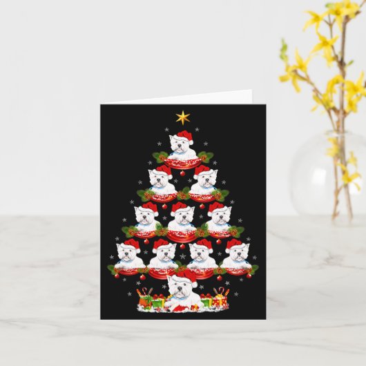 Westie Dog Xmas Tree Lighting Westie Christmas Kaart (Gele Bloem)