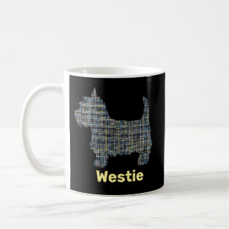 Westie Dog Yellow & Blue Grid Lines Abstract Pet T Koffiemok