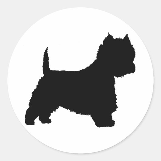 Westie Dog (zwart) Ronde Sticker (Voorkant)