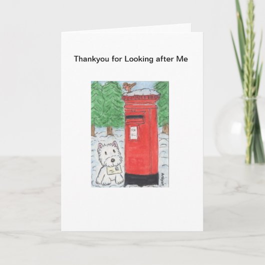 Westie Dogsitting Bedankt voor het zorgen voor mij (Voorkant)