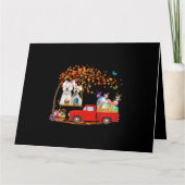 Westie draagt konijnenoor rode vrachtwagen met eie kaart (Voorkant)