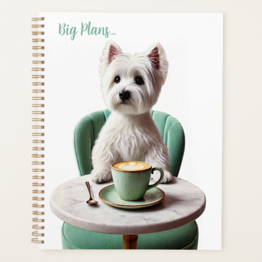 Westie drink latte Planner (Voorkant)