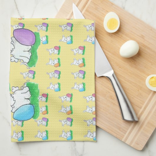 Westie Easter Theedoek (Quarter Fold)